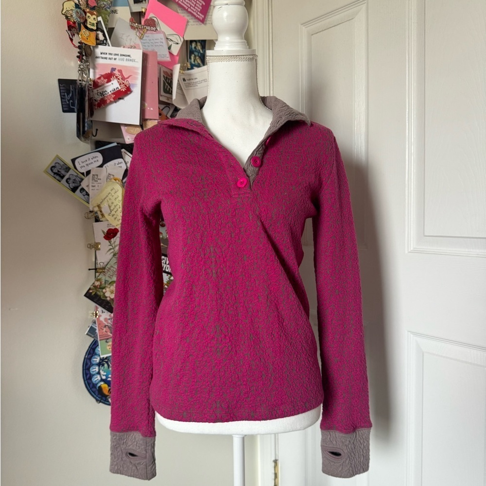 Kavu Pink and Gray Long Sleeve Top Medium